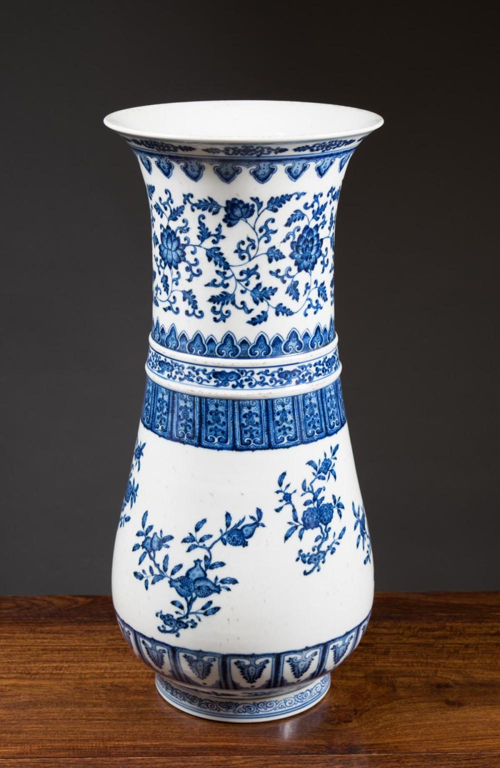 Appraisal: CHINESE BLUE AND WHITE VASE hand painted blue underglaze the