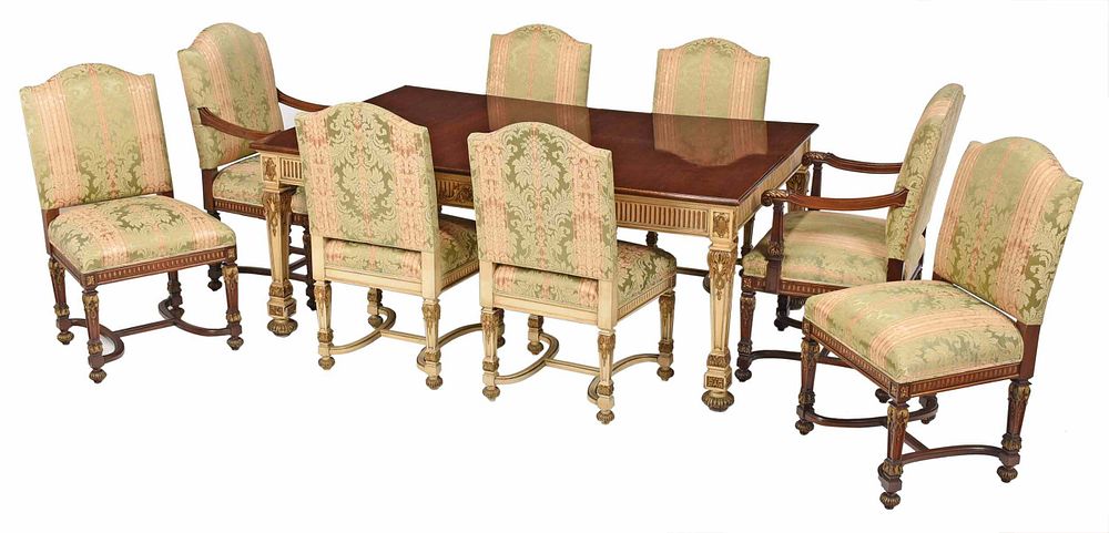 Appraisal: Louis XIV Style Carved Parcel Gilt Dining Suite early th