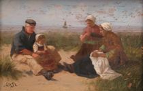 Appraisal: Dutch School ca th th Century Family at the beach