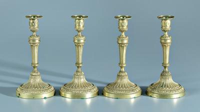 Appraisal: Set four French candlesticks bronze dor th century each in