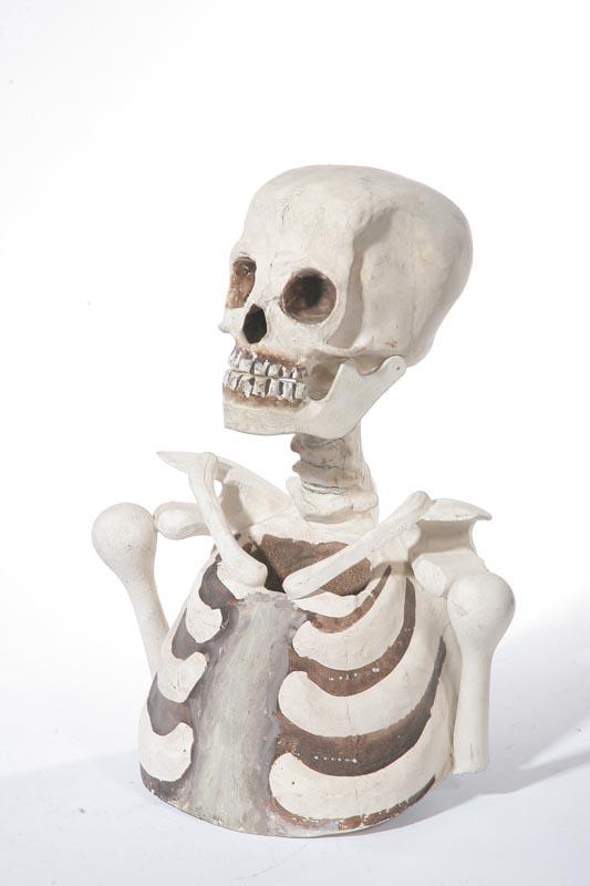 Appraisal: PAPIER MACHE SKELETON BUST American early th century wood and