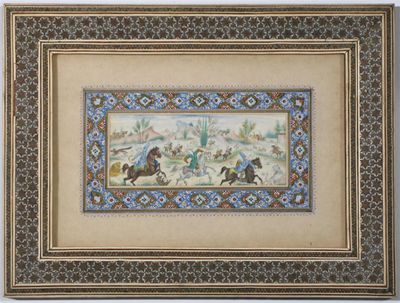 Appraisal: Persian School th th Century Hunting Scene Watercolour in a