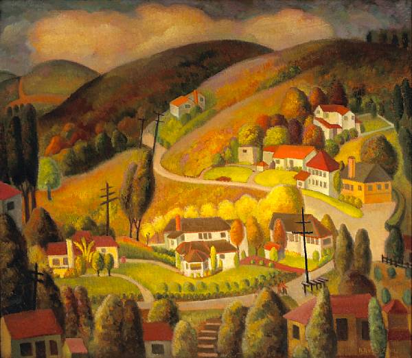 Appraisal: Helen Rousseau - Hillside Homes signed 'H Rousseau' lower right