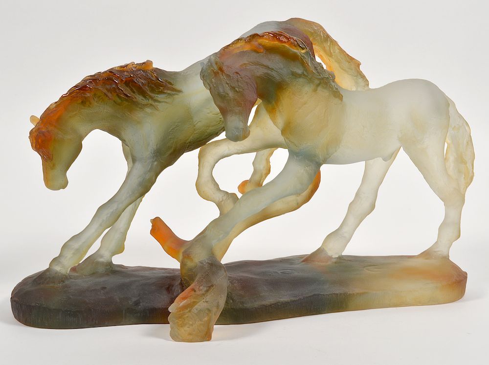 Appraisal: Large Daum Crystal 'Love Horses' Limited Edition Daum France pate