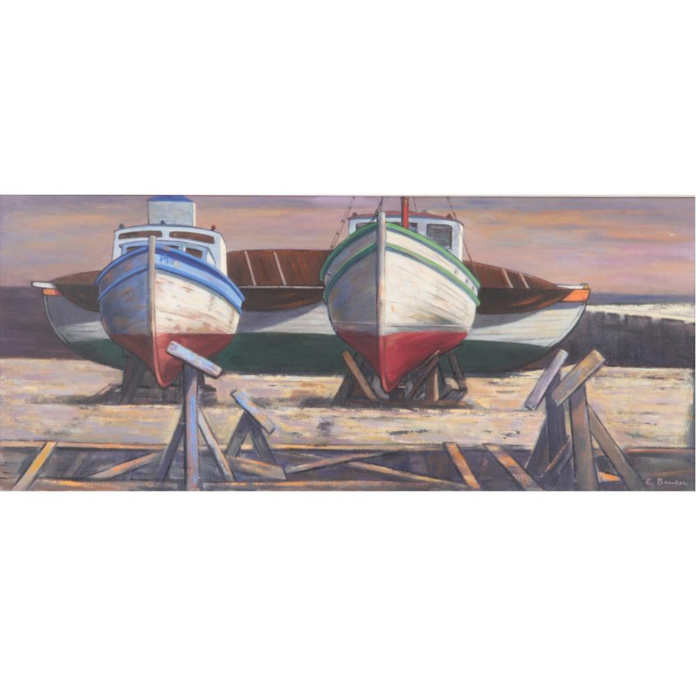 Appraisal: EDMUND BRUCKER AMERICAN - DRY DOCK OIL ON CANVAS H