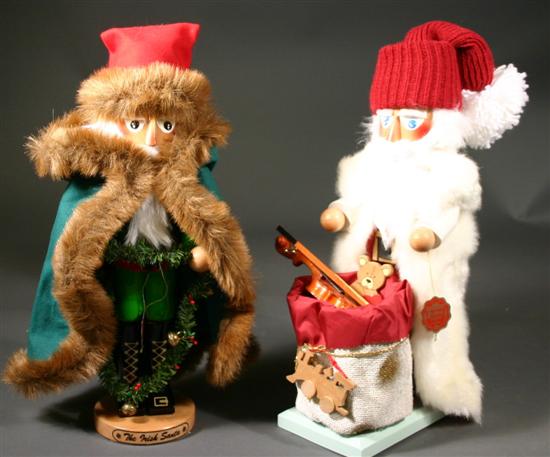 Appraisal: Two Steinbach nutcrackers - White Santa Irish Santa Germany Carved