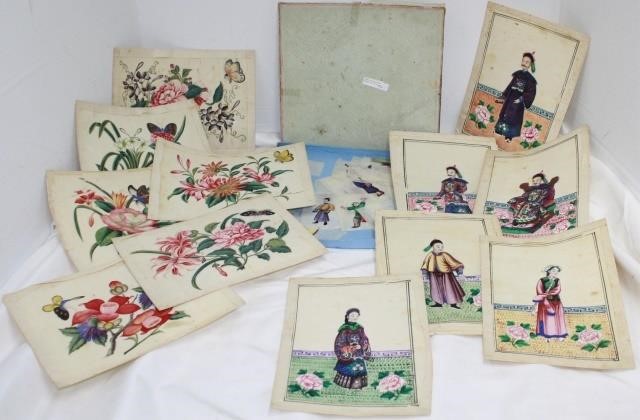 Appraisal: COLLECTION OF CHINESE OIL AND WATERCOLOR MIXEDMEDIA PAINTINGS ON RICE