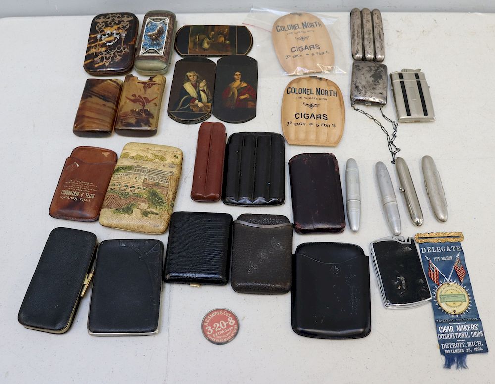 Appraisal: Grouping Of Assorted Cigar Collectibles To include Sterling cigar form