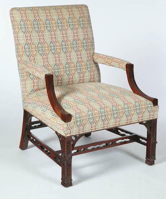 Appraisal: CHIPPENDALE-STYLE LOLLING CHAIR Henredon Natchez Collection Morganton North Carolina th