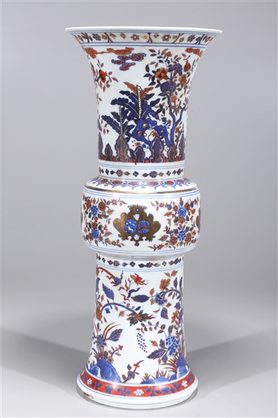 Appraisal: Chinese blue red and white porcelain beaker vase with allover