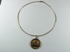 Appraisal: NECKLACE - A K GOLD WIRE NECKLACE SUSPENDING A ROUND