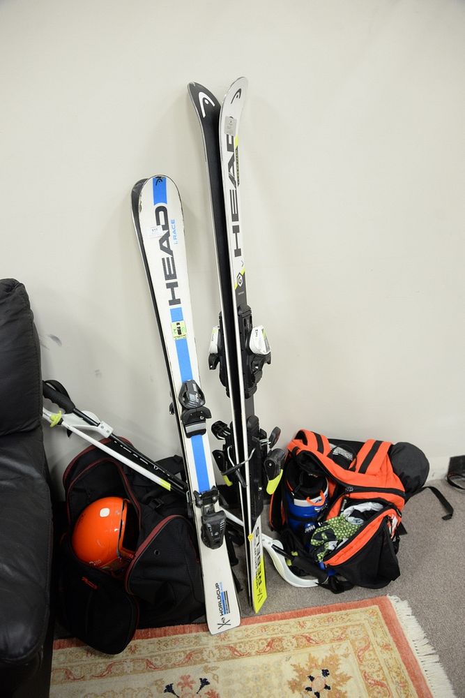 Appraisal: Group of two kids World Cup snow skis boots helmets