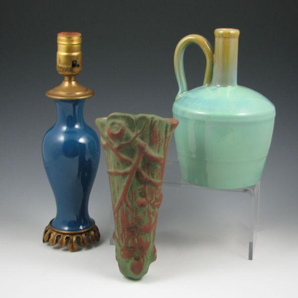 Appraisal: Three pieces of pottery including a Fulper jug broken handle