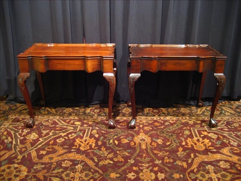 Appraisal: TWO CHIPPENDALE STYLE MAHOGANY TEA TABLES One made by Fine