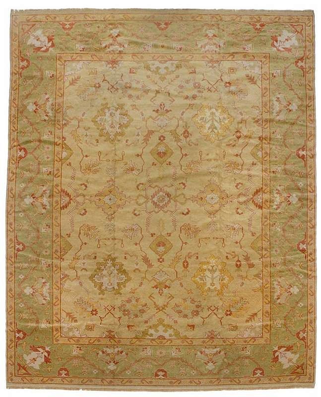 Appraisal: Oushak Carpet Turkish th century green field with six stylized