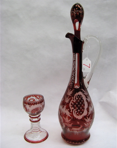 Appraisal: A BOHEMIAN RED CUT TO CLEAR GLASS DRINKS SET pieces