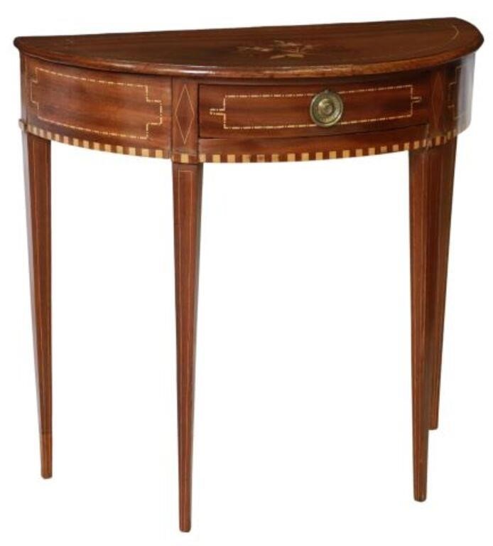 Appraisal: Dutch mahogany demilune table early th c top with marquetry