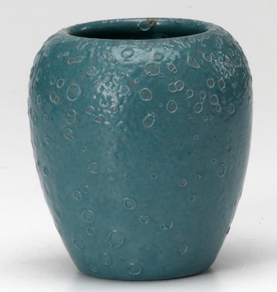 Appraisal: PAUL REVERE Vase covered in an unusual bubbled blue glaze