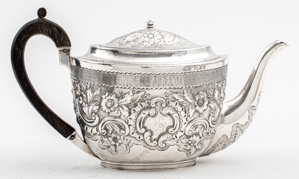 Appraisal: GEORGE III STERLING SILVER TEAPOT JOHN EMES George III sterling