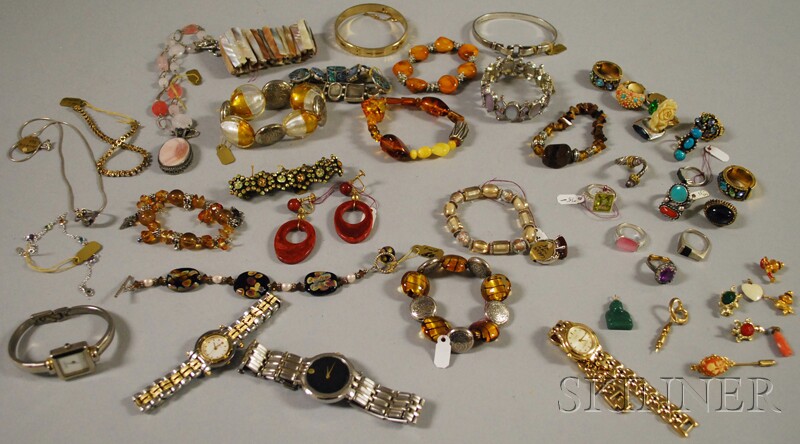 Appraisal: Group of Mostly Costume Jewelry including several designer wristwatches paste