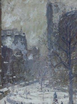 Appraisal: Colin Campbell Cooper Bowling Green in Blizzard New York signed