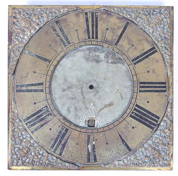 Appraisal: AN TH CENTURY BRASS SQUARE CLOCK DIAL with matted centre