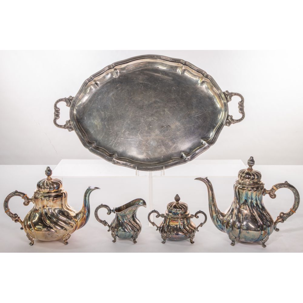 Appraisal: HANDARBEIT STERLING SILVER BEVERAGE SERVICE SET pieces including coffee pot