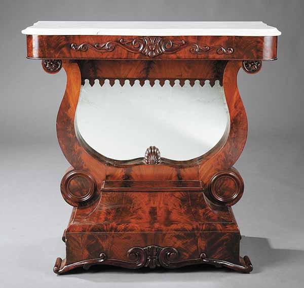 Appraisal: An American Late Classical Mahogany Console c the serpentine outlined