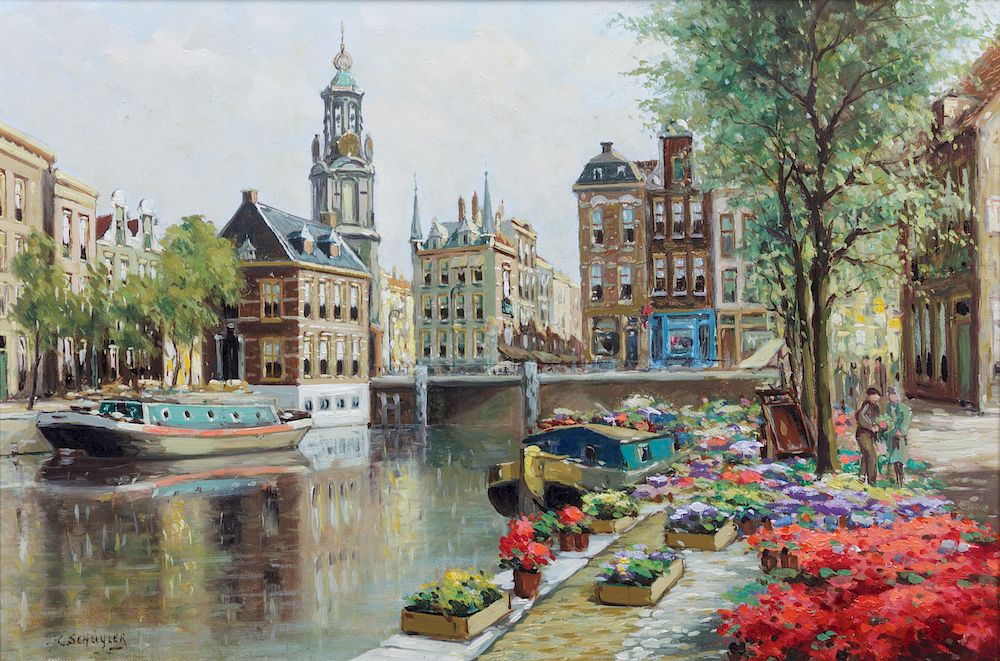 Appraisal: C Schuyler th century Canal in Amsterdam C Schuyler th