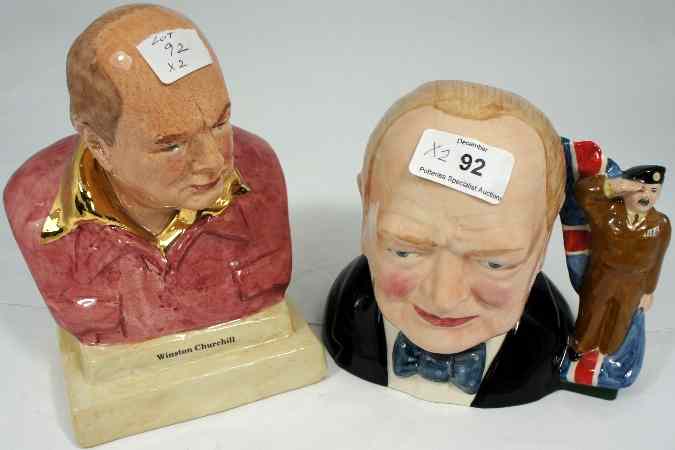 Appraisal: Bairstow Manor Winston Churchill Bust and Medium Sized Forcies Churchill