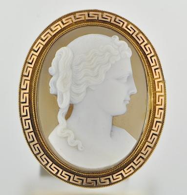 Appraisal: An Antique Stone Cameo Pin ca 's k yellow gold