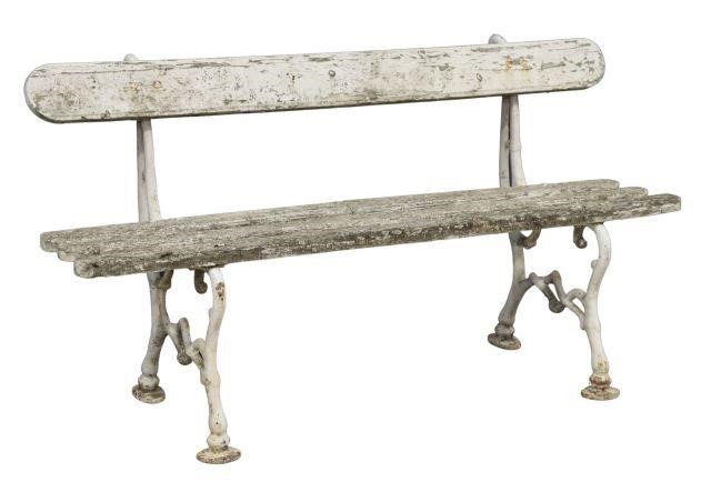 Appraisal: French white painted cast iron bench early th c having