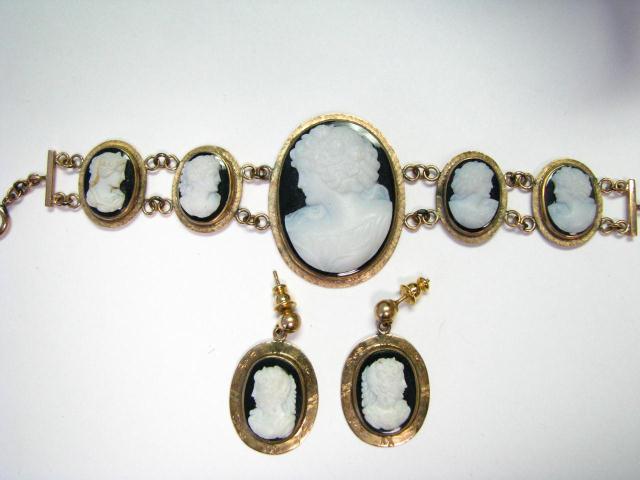 Appraisal: Antique Cameo bracelet and matching earrings yellow gold filled