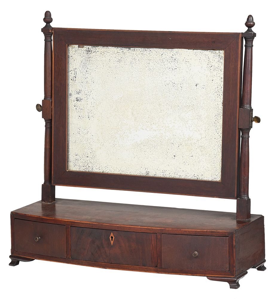 Appraisal: Federal Inlaid Mahogany Bow Front Shaving Mirror early th century