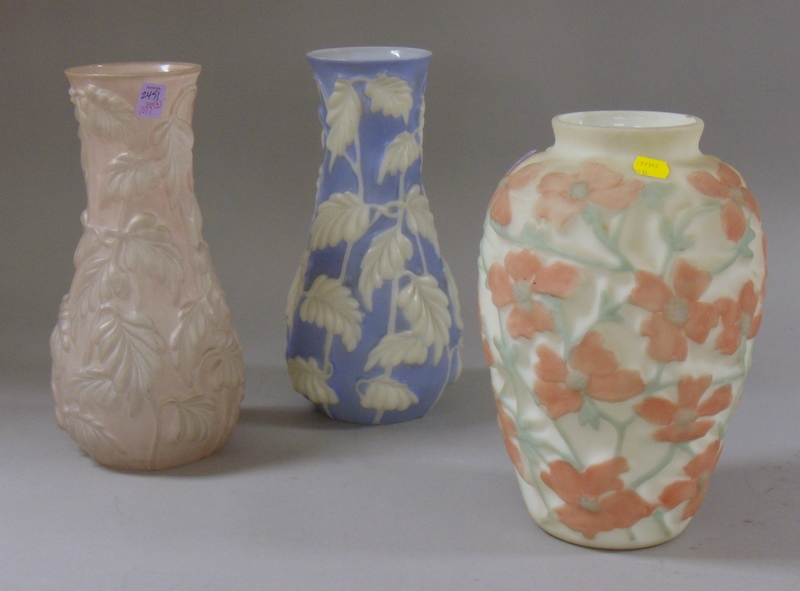 Appraisal: Three Phoenix Art Glass Vases ht and in