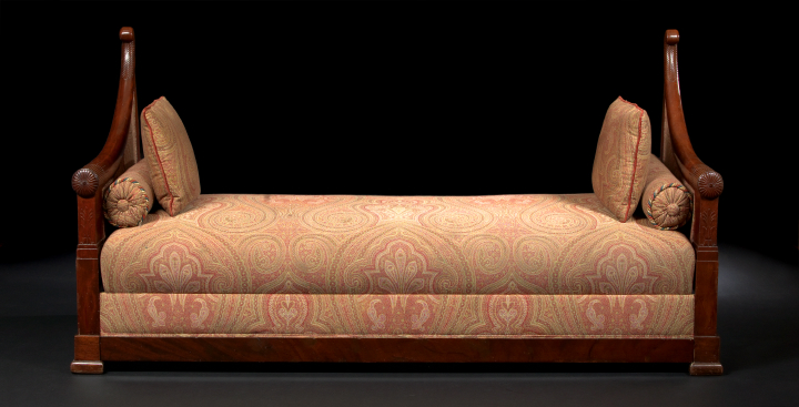 Appraisal: Empire Mahogany Day Bed early th century the padded rectangular