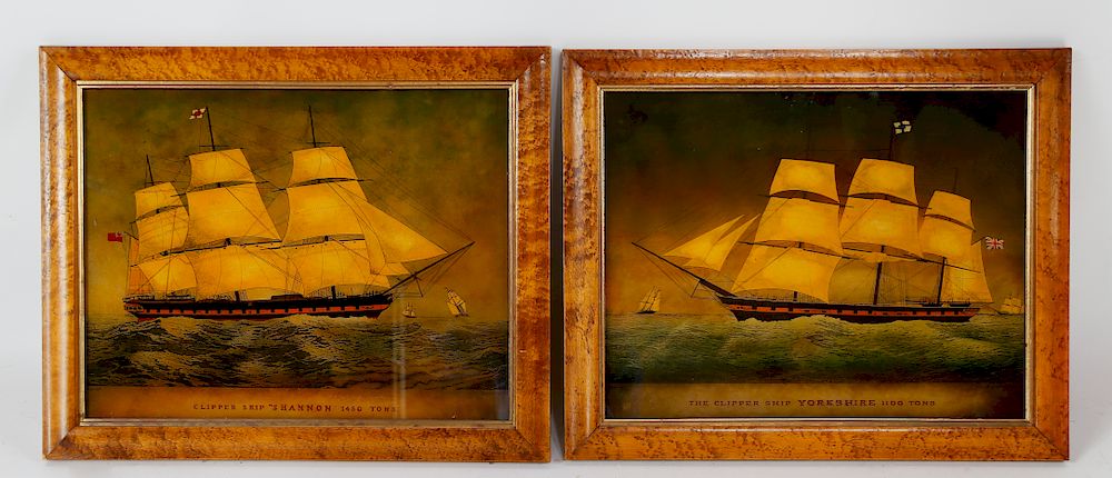 Appraisal: Pair of Ship Prints Under Glass of the Clipper Ships