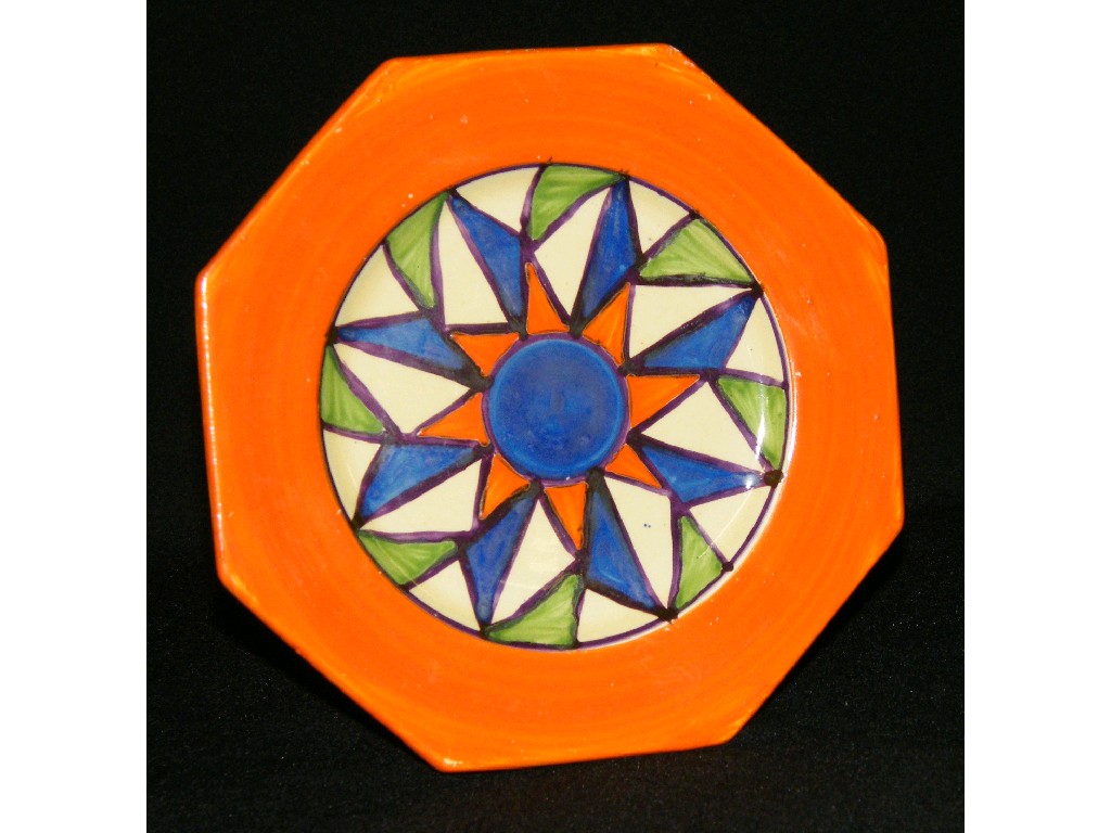 Appraisal: Clarice Cliff 'Original' Bizarre octagonal side plate brightly decorated with