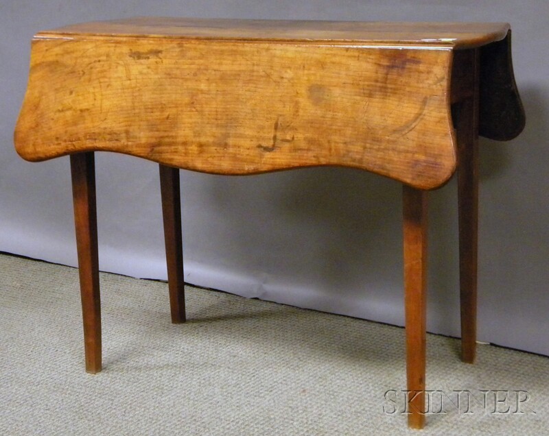 Appraisal: Federal Walnut and Cherry Serpentine Drop-leaf Pembroke Table with Tapering