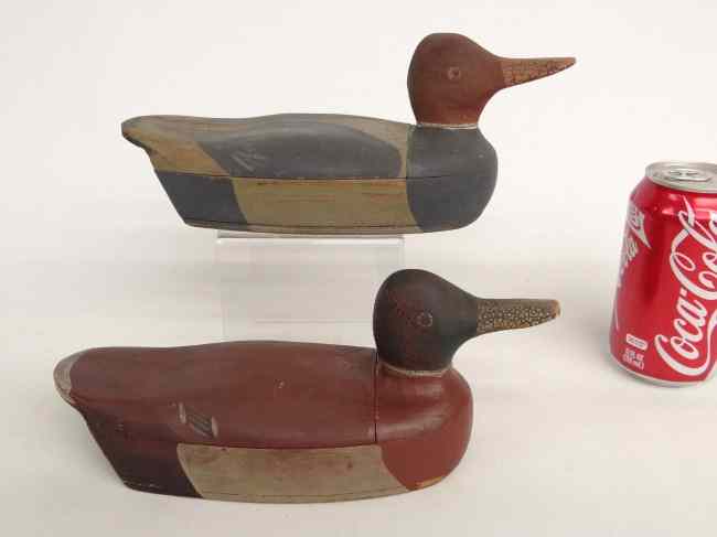 Appraisal: Lot two painted ducks probably card holders One labeled Maine