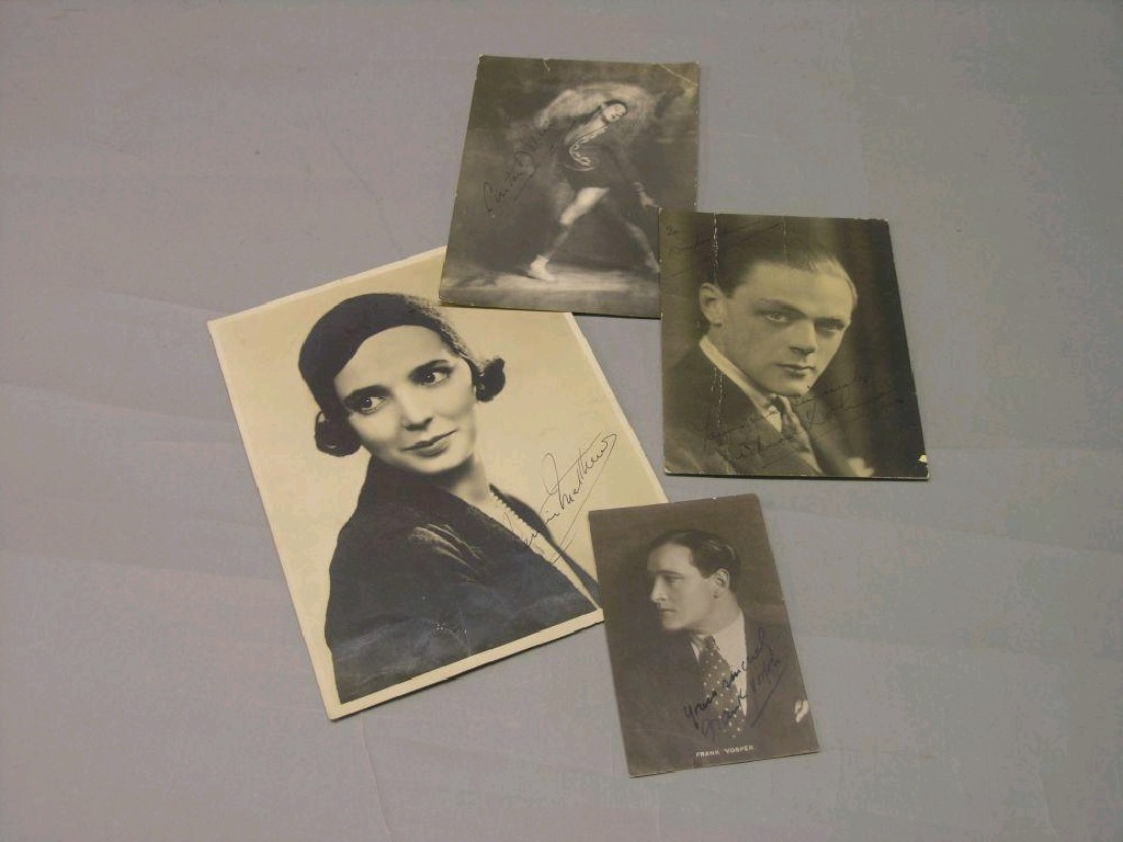 Appraisal: Eight theatrical postcard photographs including five autographed Anton Dolan Frank