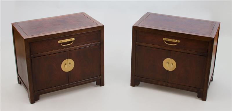 Appraisal: Pair of Chinese Style Elm Bedside Cabinets Modern Each x