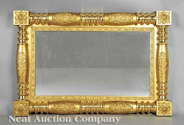 Appraisal: An American Classical Giltwood Pier Mirror th c half-round baluster