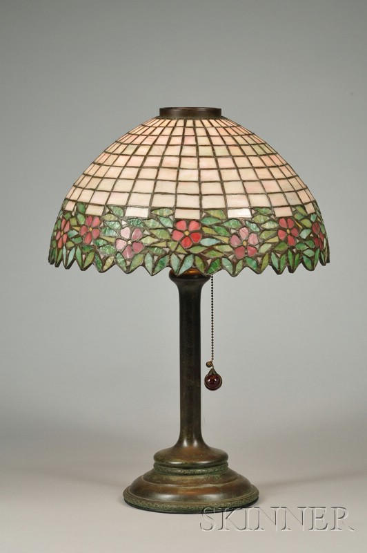 Appraisal: Mosaic Glass Table Lamp Slag glass and patinated metal United