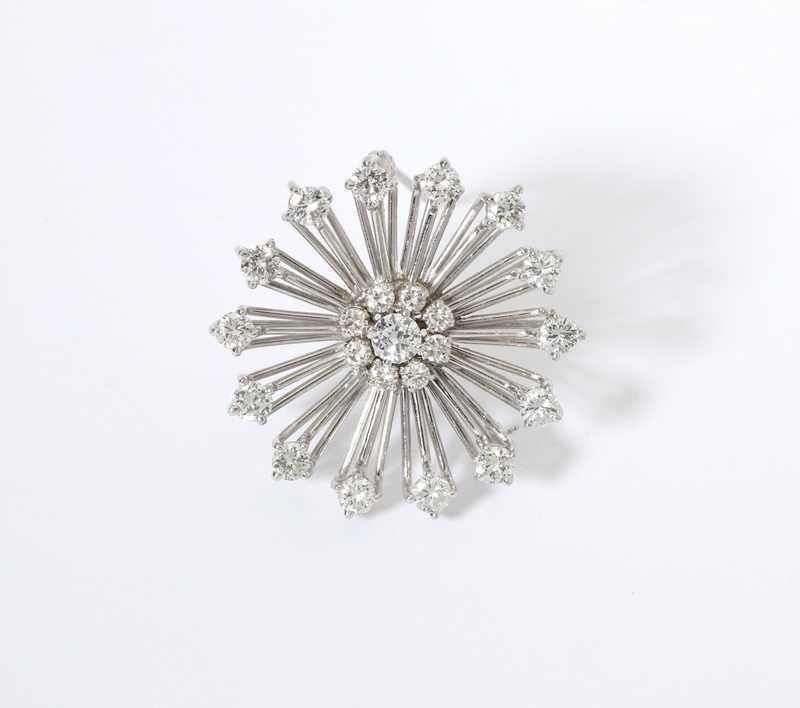 Appraisal: A diamond and white gold circular brooch K set with