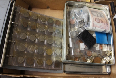 Appraisal: A collection of various coins bank notes police buttons etc