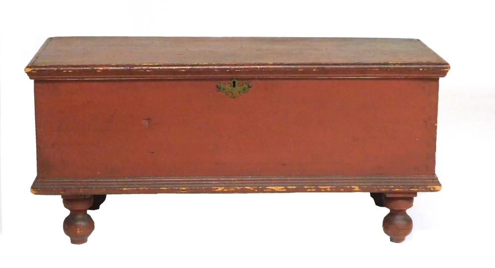 Appraisal: Blanket chest American late th th C red finish iron