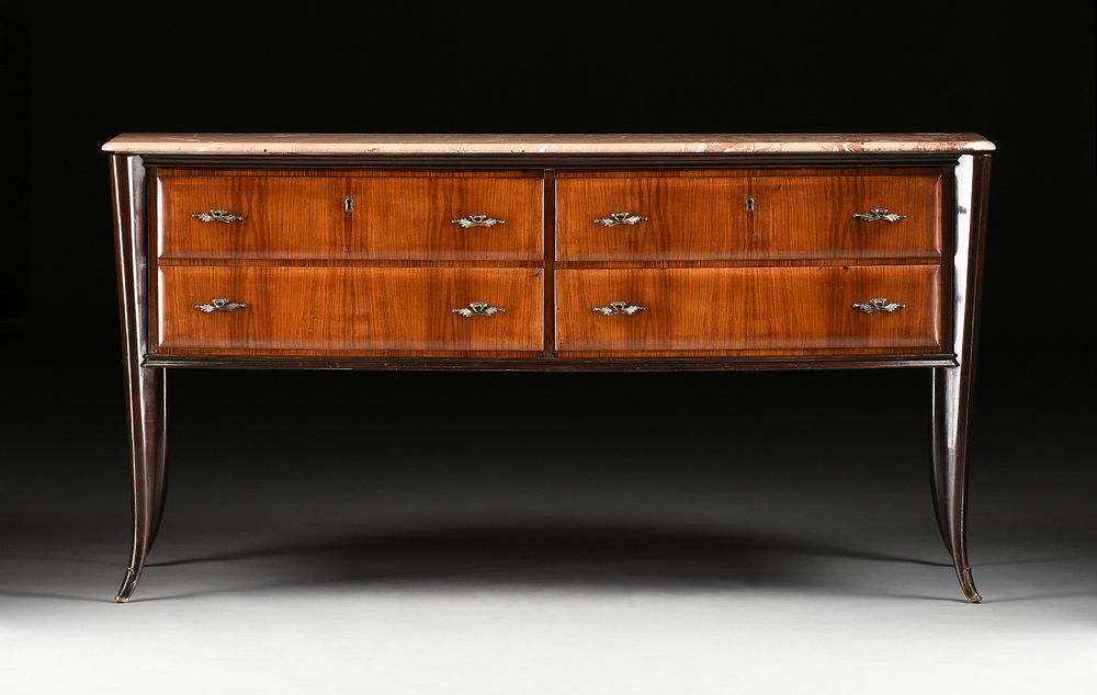 Appraisal: AN ITALIAN MID-CENTURY MARBLE TOPPED AND BRONZE MOUNTED ROSEWOOD CHEST