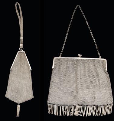 Appraisal: Two silver mesh purses one sterling octagonal shape mesh handle