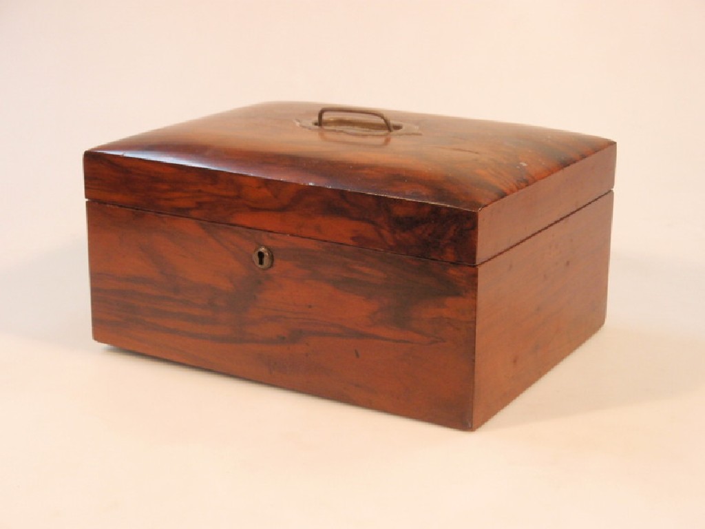 Appraisal: A thC walnut work box the oblong case with a